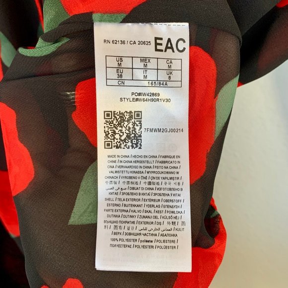 SOLD Guess Red/Black Rose-Print Blouse, M - Picture 7 of 7